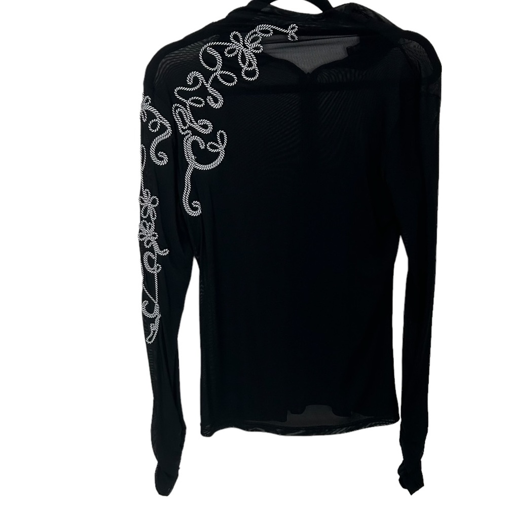 Vintage Abstract Mesh Nylon High Neck Top